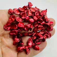 Load image into Gallery viewer, Red Freshwater Keishi Cornflake Pearl Strand 16" 62 Pearls 16x10mm