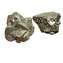 Load image into Gallery viewer, Pyrite Crystal Nugget Beads | 24x24x19mm to 22x16x16mm | Silver Gold | 2 Beads |