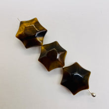 Load image into Gallery viewer, 3 Twinkling Carved Tiger Eye 6-Point Star Beads 9245Te