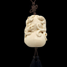 Load image into Gallery viewer, Intricate Waterbuffalo Bone Leopard Dragon Leaf Necklace 8128K