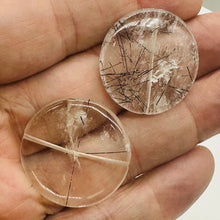 Load image into Gallery viewer, Tourmalated Clear Quartz Disc Pendant Bead | 30mm | 1 Bead |