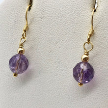 Load image into Gallery viewer, Royal 8mm Natural Amethyst 14K Gold Drop Earrings