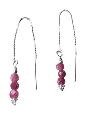 Load image into Gallery viewer, Glam Natural Purple Red Sapphire & Sterling Silver Earrings 306618Cc