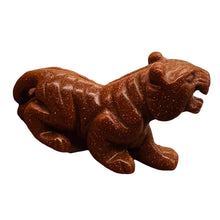 Load image into Gallery viewer, Snarling Tiger Goldstone Carved Figurine | 1 Statue | | 2 x 1 1/4 | Red