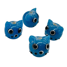 Load image into Gallery viewer, Kitty Cat Ceramic Round Beads | 15mm | Egyptian Blue | 4 Beads |