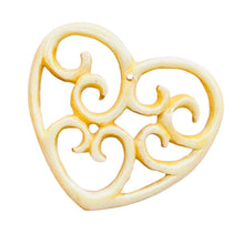 Load image into Gallery viewer, Delicate Carved Waterbuffalo Bone Heart Bead 10743
