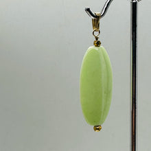 Load image into Gallery viewer, Chrysoprase Ridged Marquise Yellow Gold Pendant | 1 3/4' Long | Lemon Green |