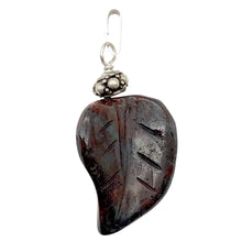 Load image into Gallery viewer, Ocean Jasper Carved Autumn Leaf Bead Sterling Silver Pendant | 1 3/4" Long |