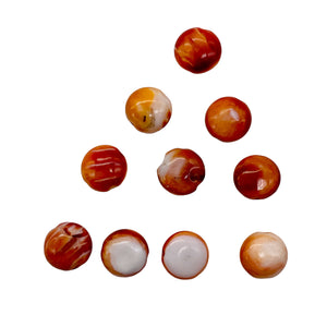 Spiny Oyster Flat Round Bead Parcel | 8x4mm | Orange White | 10 Beads |