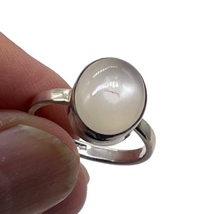 Moonstone Sterling Silver Oval Ring | 7 | White |