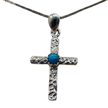 Load image into Gallery viewer, Turquoise Sterling Silver Cross | 1 1/2" Long | Silver | 1 Pendant |