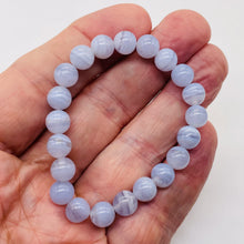 Load image into Gallery viewer, Blue Lace Agate 7" Strand Round Beads | 8mm | Blue | 21 Beads |