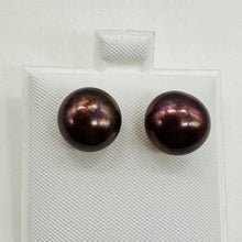 Load image into Gallery viewer, Fresh Water Pearls Silver Post Earrings | 10mm | Rosy Purple | 1 Pair |