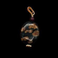 Load image into Gallery viewer, Natural Poppy Ocean Jasper 14K Gold Filled Pendant | Pink, Black | 1 1/4"}