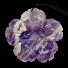 Load image into Gallery viewer, Amethyst Carved Pendant Flower | 55x8mm | Purple White | 1 Bead |