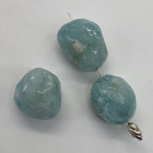 Load image into Gallery viewer, Aquamarine Smooth Nugget Bead Parcel | 22x18x15 - 21x18x16mm | Blue | 3 Beads |