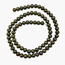 Load image into Gallery viewer, Fresh Water Pearls Round 16" Strand | 6mm | Iridescent Olive | 74 Pearls |