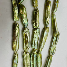 Load image into Gallery viewer, Fab Biwa Style Pistachio Green FW Pearls | 20x7x5mm to 34x7x5mm | 6 Pearls |
