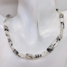 Load image into Gallery viewer, Tourmalinated Quartz Rectangular Bead Strand | 12x8x5mm| Clear White Black | 33|