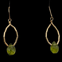 Load image into Gallery viewer, Natural Green Peridot Briolette &14k Earrings 200867
