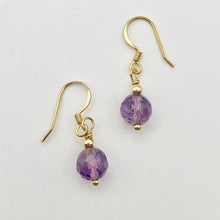Load image into Gallery viewer, Royal 8mm Natural Amethyst 14K Gold Drop Earrings