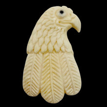 Load image into Gallery viewer, Carved Eagle Pendant Bird Bead | 37x32x4mm | White Black | 1 Bead |