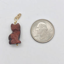 Load image into Gallery viewer, Jasper Kitty Cat Pendant Necklace|Semi Precious Stone Jewelry|14K Pendant