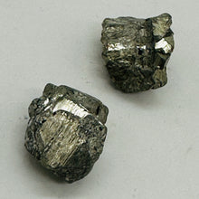 Load image into Gallery viewer, Pyrite Crystal Nugget Beads | 21x17x12mm to 19x14x14mm | Silver Gold | 2 Beads |