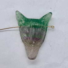 Load image into Gallery viewer, Fluorite Carving Wolf Head Pendant Bead | 40x30x10mm | Green | 1 Bead |