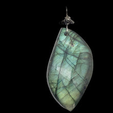 Load image into Gallery viewer, Labradorite Sterling Silver Drop Pendant | 2" Long | Blue Green |