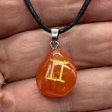 Load image into Gallery viewer, Zodiac Gemini Carnelian Stone Oval Pendant | 1 1/2" Long | Orange | 1 Pendant |