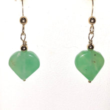 Load image into Gallery viewer, Chrysoprase Hearts 14K Gold Earrings Delightful | 1 3/8" Long |
