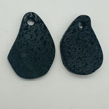 Load image into Gallery viewer, Lava Stone Carved Teardrop Pendant Beads | 52x36x6mm | Black | 2 BeadS |