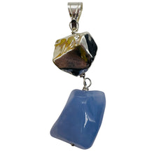 Load image into Gallery viewer, Blue Chalcedony Wire Wrap Sterling Silver Designer Pendant | 2 1/4" Long | Blue|