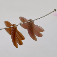 Load image into Gallery viewer, Dragonfly Premium Hand Carved Etched Pink Mussel Shell Beads | 16x10mm| 2 Beads|
