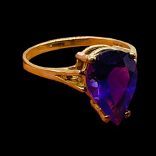 Load image into Gallery viewer, Amethyst Pear Cur 10K Yellow Gold Ring | Size 6.75 | Purple | 1 Ring |