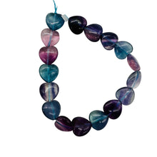 Load image into Gallery viewer, Fluorite Half Strand Round Heart Beads | 7" Long | Blue. Purple. Pink| 17 Beads|