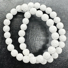 Load image into Gallery viewer, Lava Stone Round Beads 16" Strand | 8mm | White | 46 Beads |