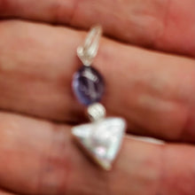 Load image into Gallery viewer, Iolite and Pearl Sterling Silver Pendant |1 3/8" Long| Purple, White| 1 Pendant|