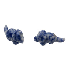 Load image into Gallery viewer, Dinosaur 2 Carved Sodalite Triceratops Beads | 22x11x7.5mm | Blue w/White