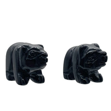Load image into Gallery viewer, Roar! 2 Hand Carved Natural Obsidian Black Bear Animal Beads | 13x18x7mm | Black