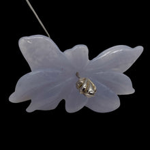 Load image into Gallery viewer, Chalcedony 20ct Hand Carved Flower Pendant Bead| 36x19x4mm|Blue| 1 Pendant Bead|