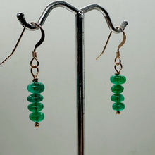 Load image into Gallery viewer, Emerald AAA Gemstone Earrings with 14K Rose Gold Filled Findings| 1" Long "
