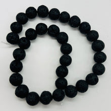 Load image into Gallery viewer, Lava Natural Round Bead Strand | 15.5" Long | Black | 32 Beads |