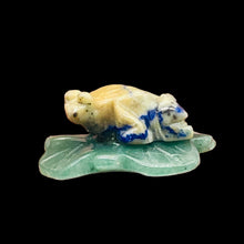 Load image into Gallery viewer, Ribbit 1 Lapis Frog On Aventurine Lily pad Pendant | 28x28.5x11mm | Blue