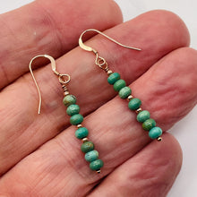 Load image into Gallery viewer, Unique Natural USA Turquoise 14K Rose Gold Filled Earrings | Blue | 1 1/2" Long|