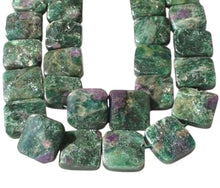 Load image into Gallery viewer, Rare Ruby Fuschite 13x13mm Square Coin Bead Strand 109575