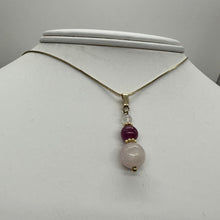Load image into Gallery viewer, Kunzite Ruby Precious Stone 14K Gold Filled Pendant Necklace | 1 1/4 inch long|