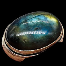 Load image into Gallery viewer, Labradorite Sterling Silver Oval Stone Ring | Size 6 | Blue Flash | 1 Ring |