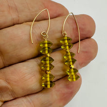 Load image into Gallery viewer, Natural Yellow Amber 6 Bead 14K Rose Gold Filled Dangle Earrings 1.5" Handmade